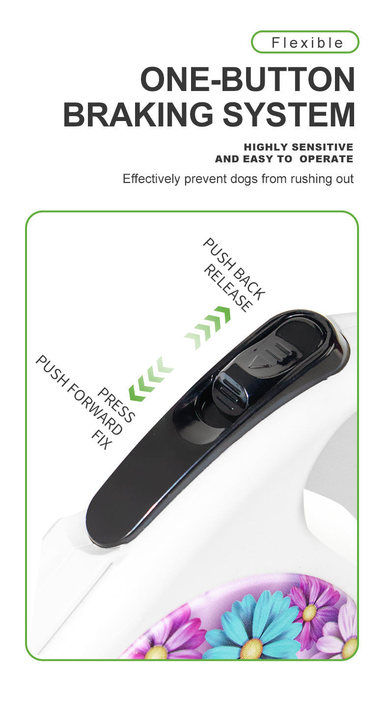 Hot Sell Factory Retractable Dog Leash Adjustable Dog Leads Retractable Pet Leash with Colorful Printed