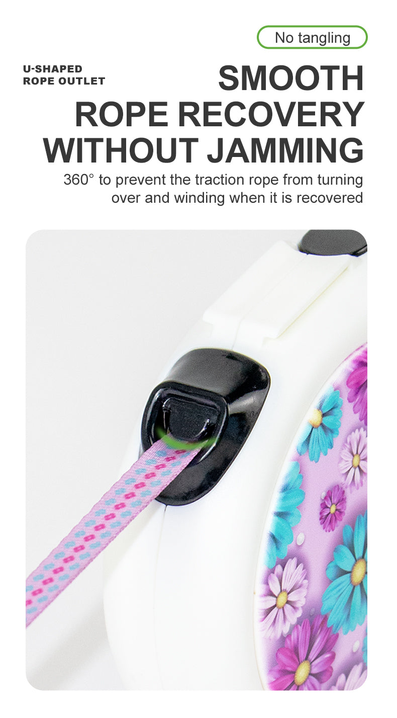 Hot Sell Factory Retractable Dog Leash Adjustable Dog Leads Retractable Pet Leash with Colorful Printed