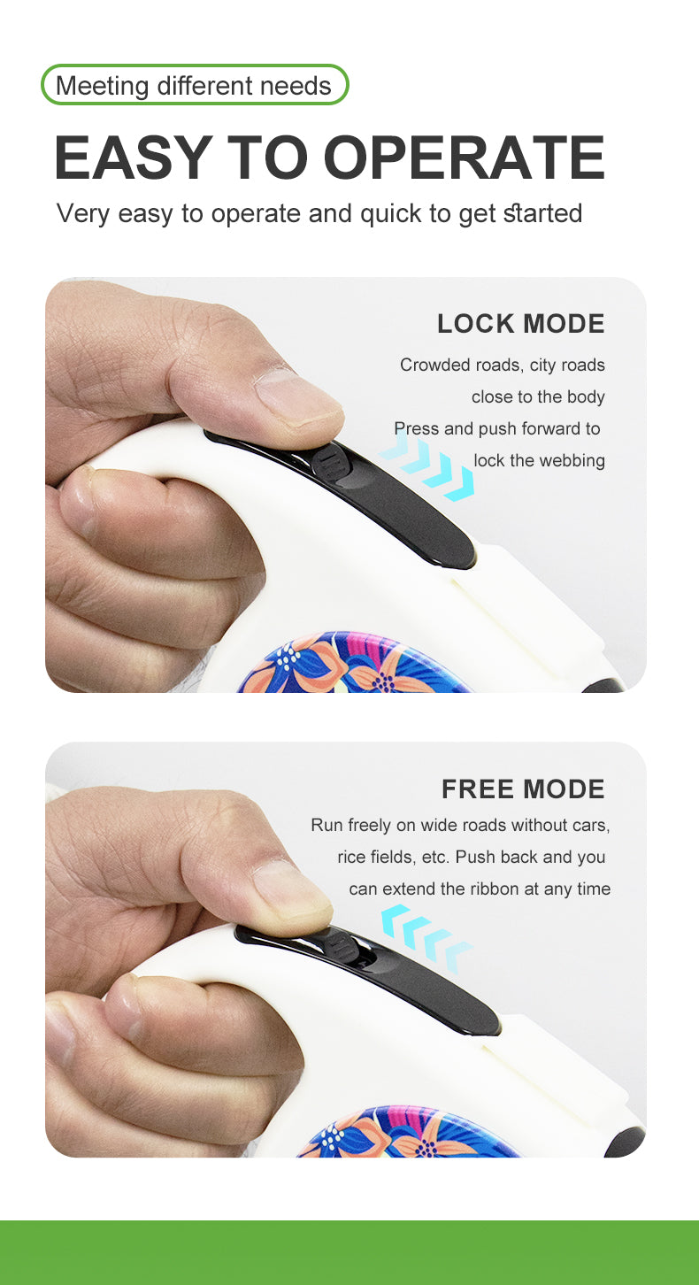Hot Sell Factory Retractable Dog Leash Adjustable Dog Leads Retractable Pet Leash with Colorful Printed