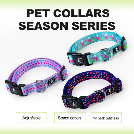 Factory Wholesale Luxury Puppy Collar Small Size Adjustable Pet Collar Colourful Flower Printed Dog Collar