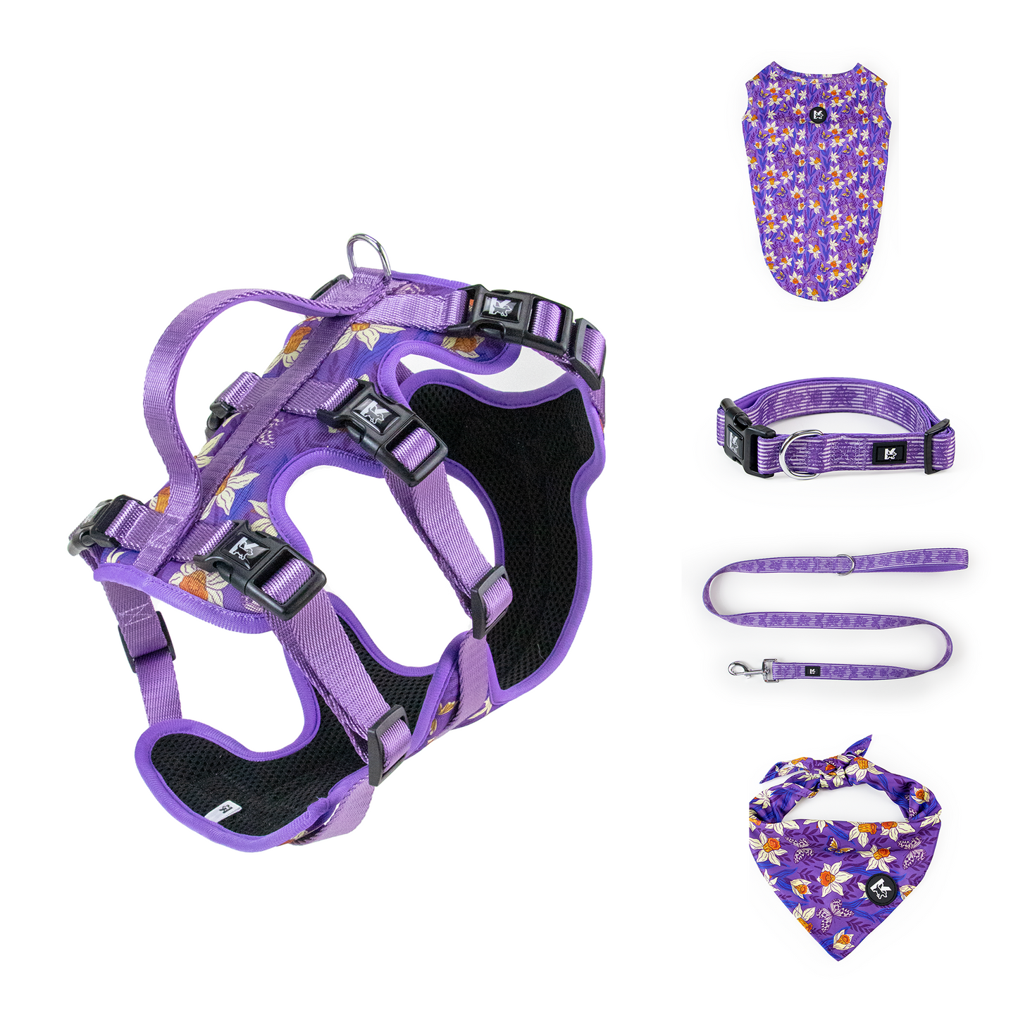 Hot Sell Factory Kingspeed Dog Vest Flower Dance Dog Collar and Pet Leash with Dog Bandana for Walking