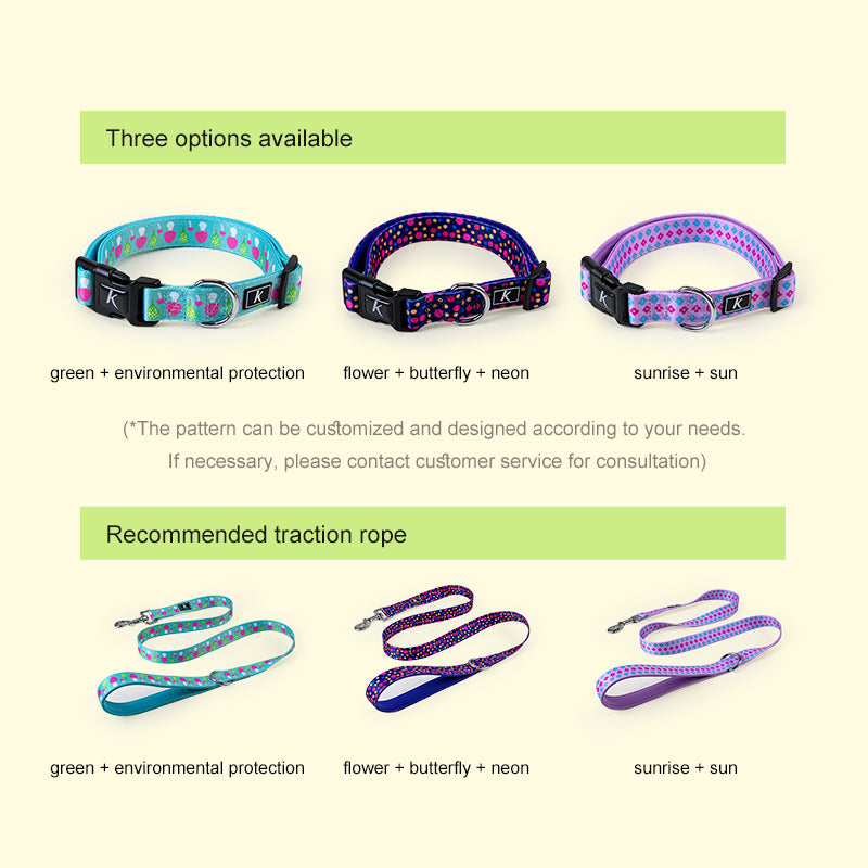 High Quality Luxury Dog Collar Medium Size Adjustable Cat Collar Colourful Flower Printed Pet Collars
