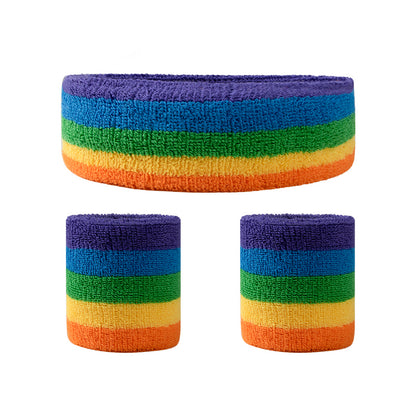 1 Pcs Headband 2 Pcs Wristband Suit Colorful Sweatband Set