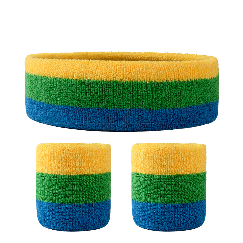 1 Pcs Headband 2 Pcs Wristband Suit Colorful Sweatband Set