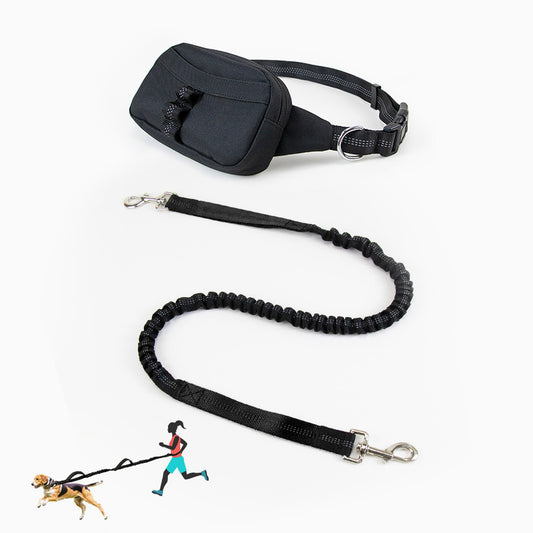 Nylon Dog Leash Running Harness with Pouch Bag