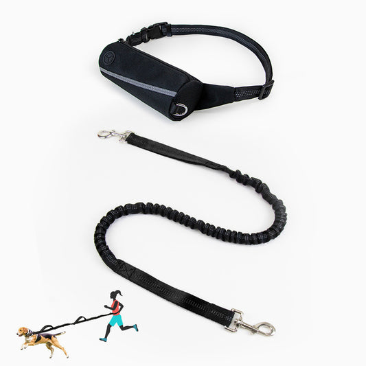 Hands Free Dog Running Leash with Pouch Bag