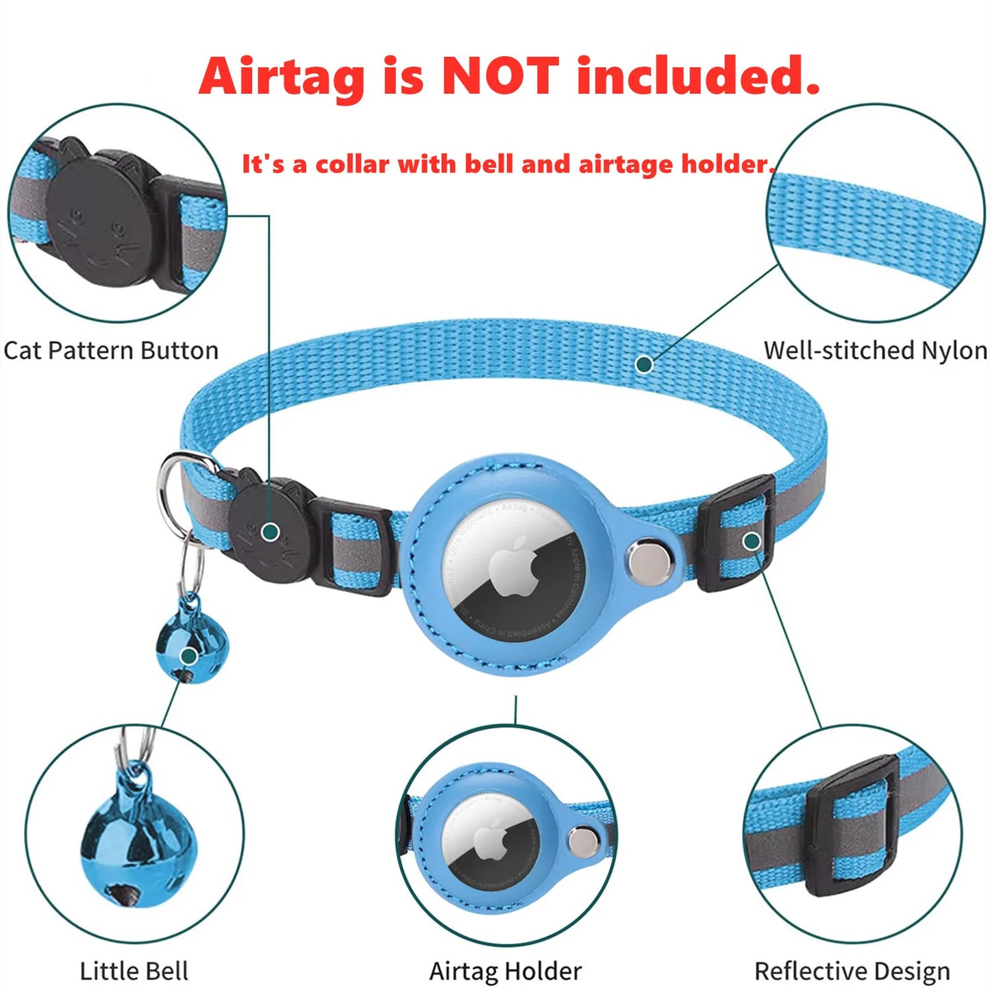 Airtag Anti-lost Collar for Cats Cute Adjustable Pet Collar