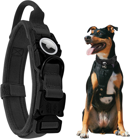 Tactical AirTag Dog Collar for Medium Large Dogs