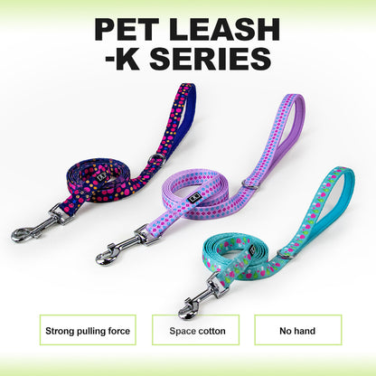 Hot Selling Factory 2.5cm Durable Flower Printing Nylon Dog Leash Colorful Pet Dog Leads Big Size Puppy Leash