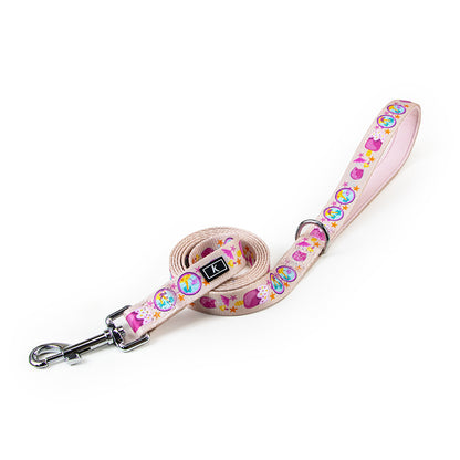 Hot Selling Factory 2.5cm Durable Flower Printing Nylon Dog Leash Colorful Pet Dog Leads Big Size Puppy Leash