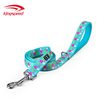 Hot Selling Factory 2.5cm Durable Flower Printing Nylon Dog Leash Colorful Pet Dog Leads Big Size Puppy Leash