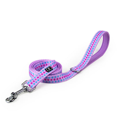 Hot Selling Factory 2.5cm Durable Flower Printing Nylon Dog Leash Colorful Pet Dog Leads Big Size Puppy Leash