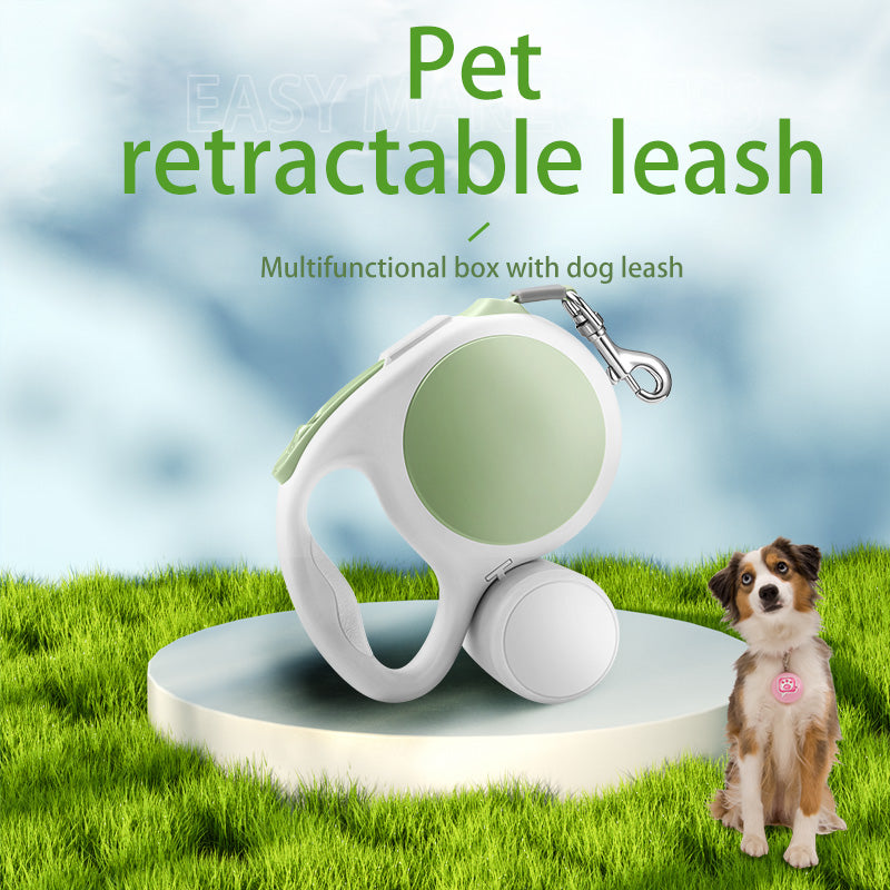 3 Meters Retractable Pet Leash with Removable Bag Dispenser