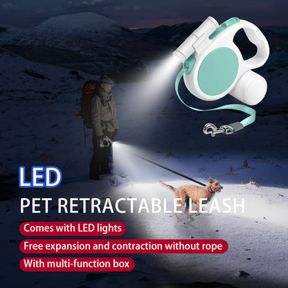 3 in 1 Pet Leash Built-in flashlight with Bag Dispenser