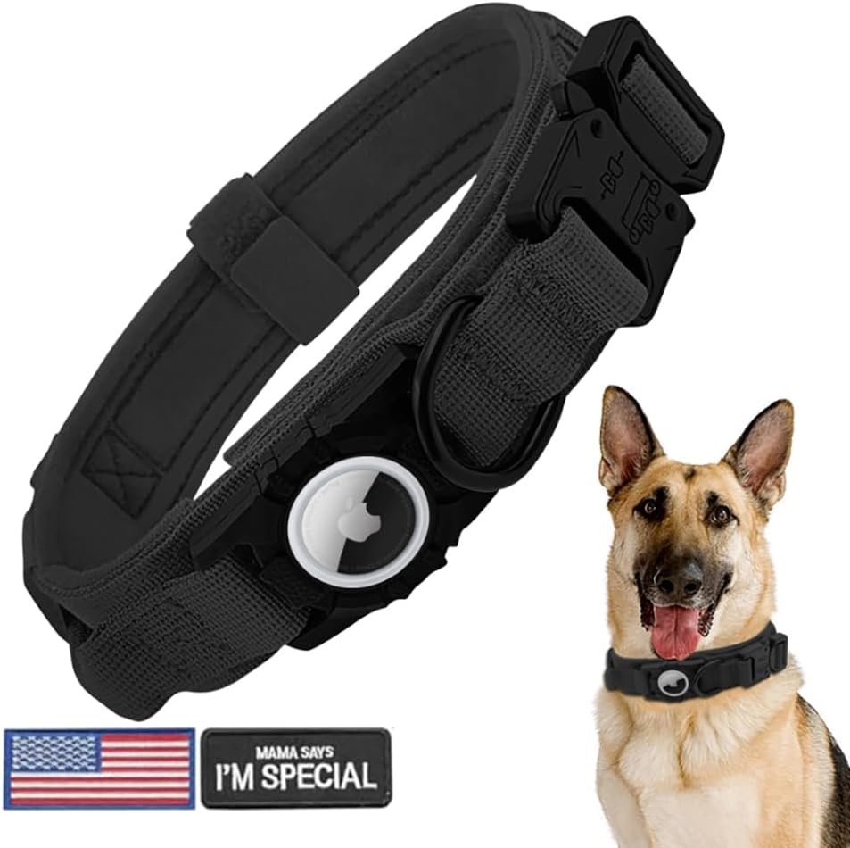 Tactical AirTag Dog Collar for Medium Large Dogs