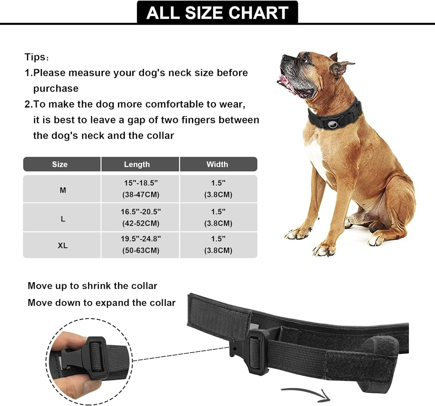 Tactical AirTag Dog Collar for Medium Large Dogs