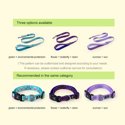 Hot Selling Factory 2.5cm Durable Flower Printing Nylon Dog Leash Colorful Pet Dog Leads Big Size Puppy Leash