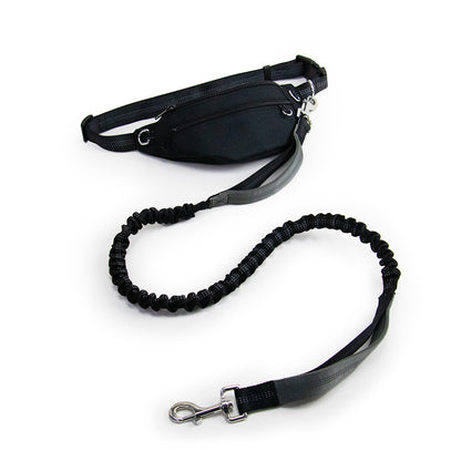 Hands Free Dog Running Leash with Waist Belt Pouch Bag