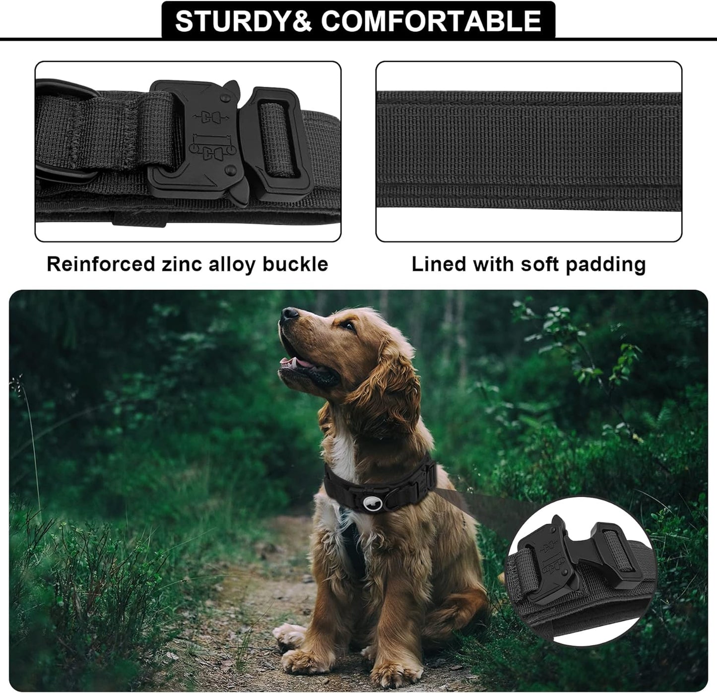 Tactical AirTag Dog Collar for Medium Large Dogs