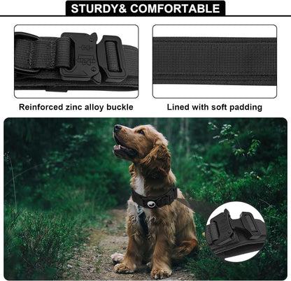 Tactical AirTag Dog Collar for Medium Large Dogs