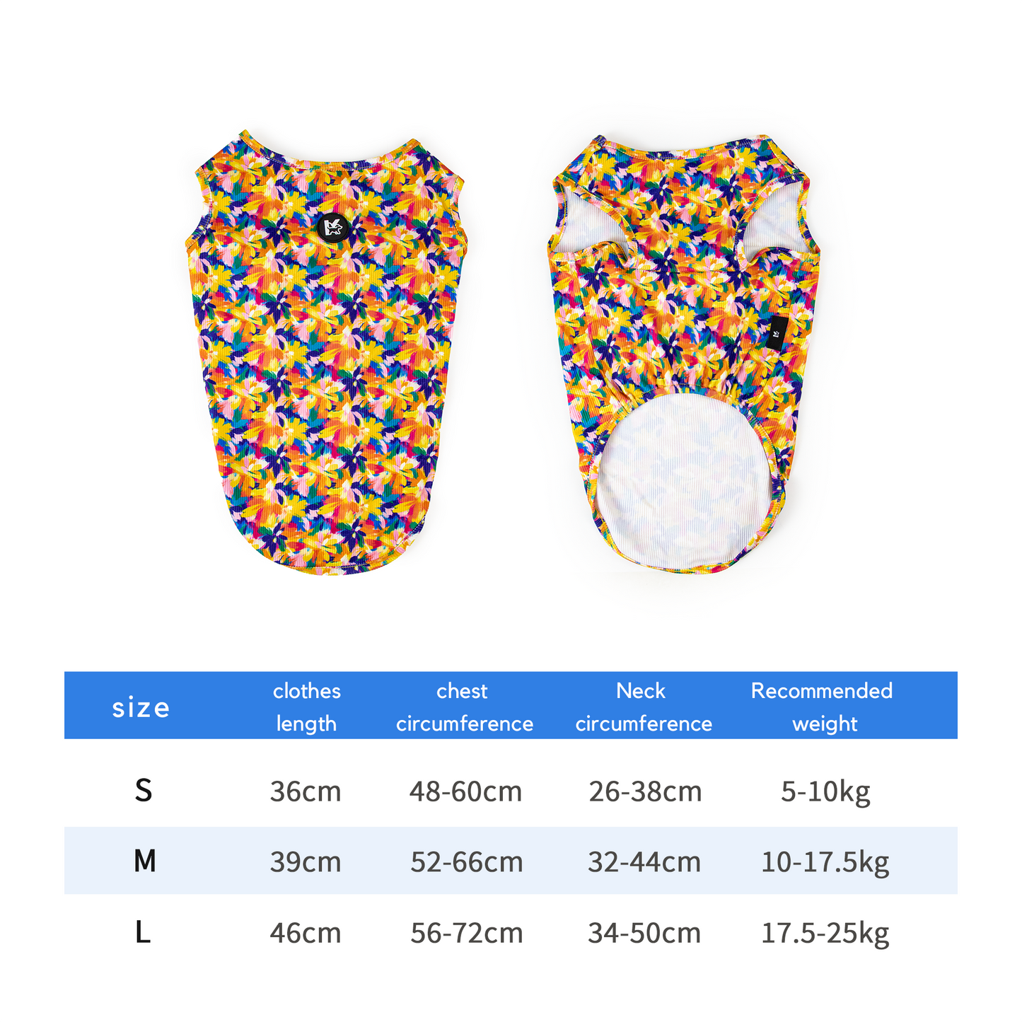 Brand New Hot Selling Garden Dog Clothes Multicolour Printing Pet Clothes Colorful Pubby Clothes