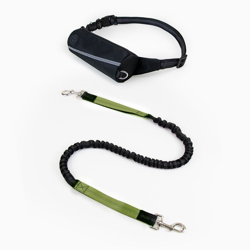 Hands Free Dog Running Leash with Pouch Bag