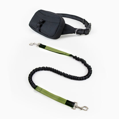 Nylon Dog Leash Running Harness with Pouch Bag