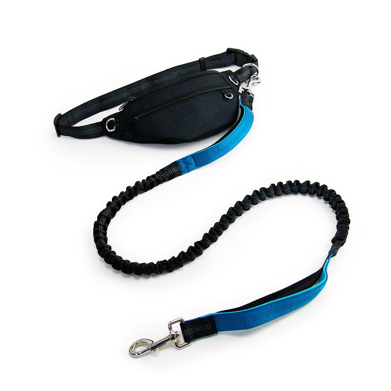 Hands Free Dog Running Leash with Waist Belt Pouch Bag