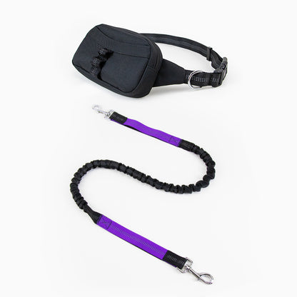 Nylon Dog Leash Running Harness with Pouch Bag