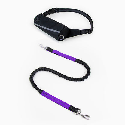 Hands Free Dog Running Leash with Pouch Bag