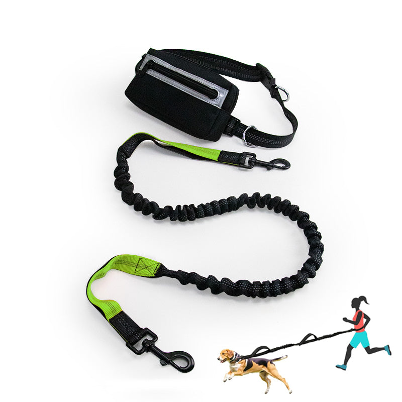 Running Dog Leash Hands Free Leash with Waist Belt Pouch