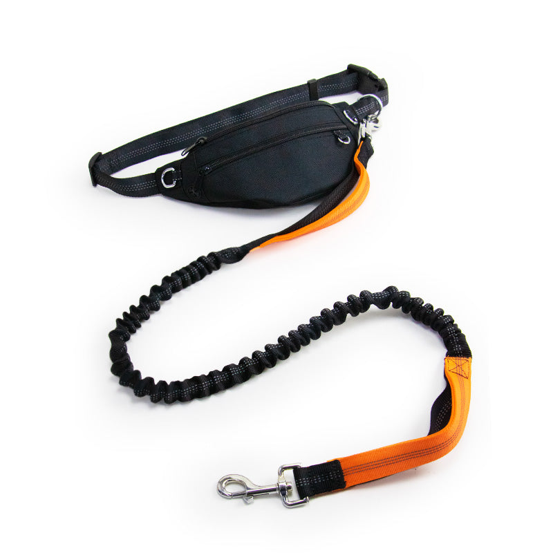 Hands Free Dog Running Leash with Waist Belt Pouch Bag